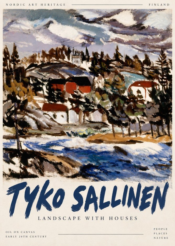 Tyko Sallinen Landscape with Houses No5 - Juliste