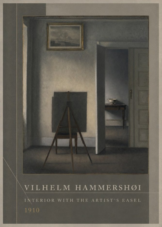 Vilhelm Hammershøi Interior with the Artist's Easel II No2 - Juliste