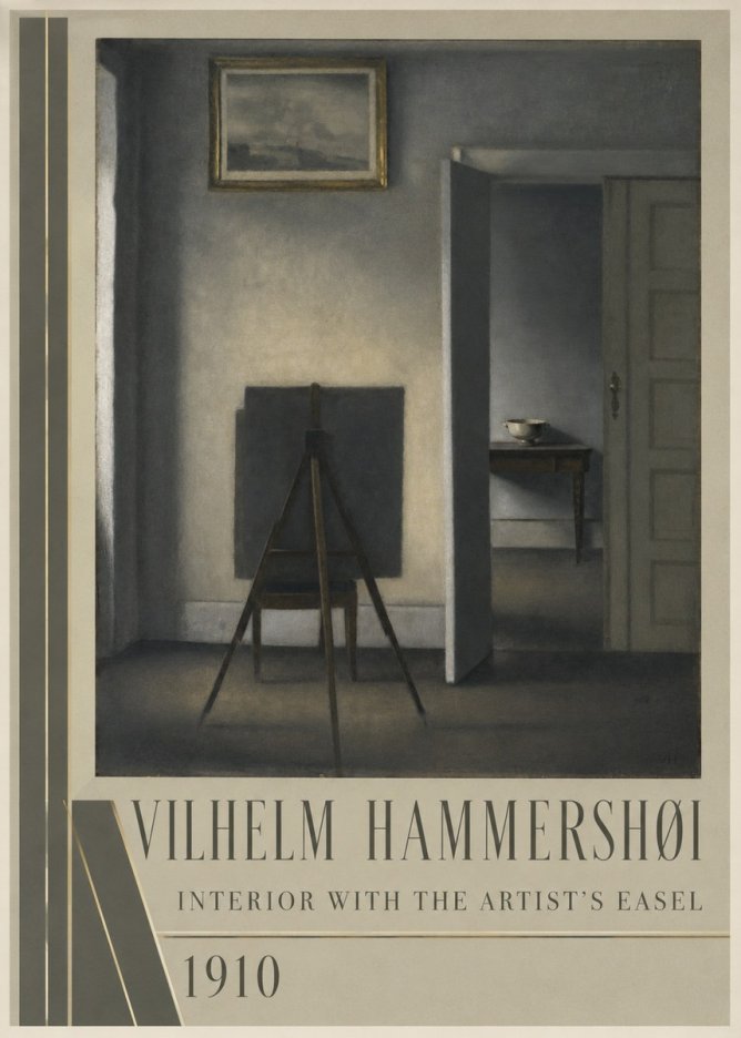Vilhelm Hammershøi Interior with the Artist's Easel II No3 - Juliste