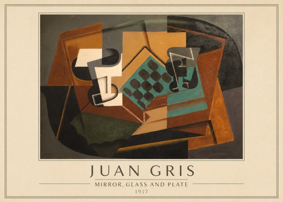 Juan Gris Mirror, Glass and Plate No2 - Juliste