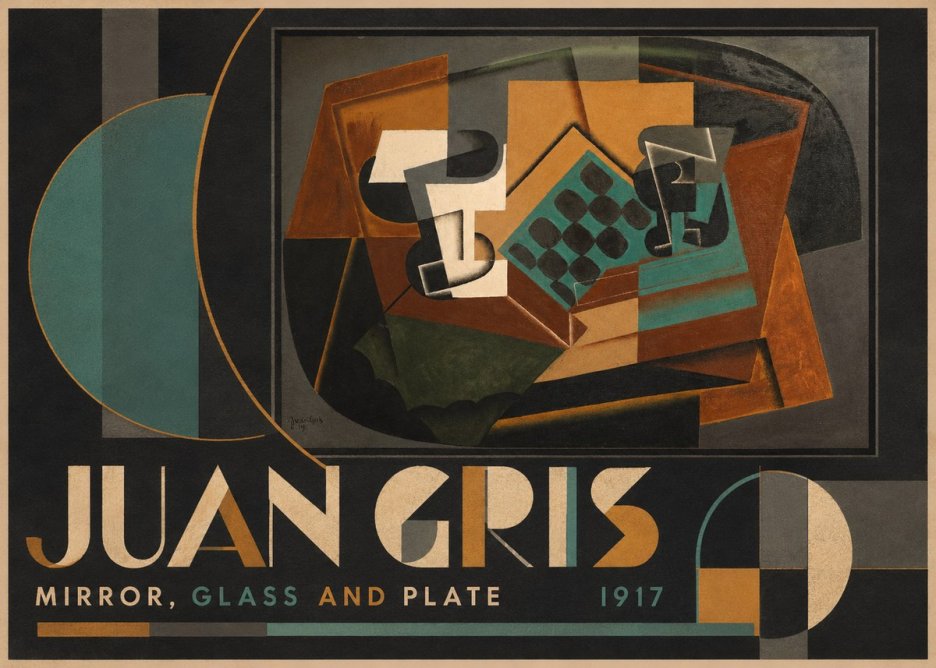 Juan Gris Mirror, Glass and Plate No5 - Juliste