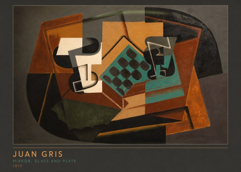 Juan Gris Mirror, Glass and Plate No6 - Juliste