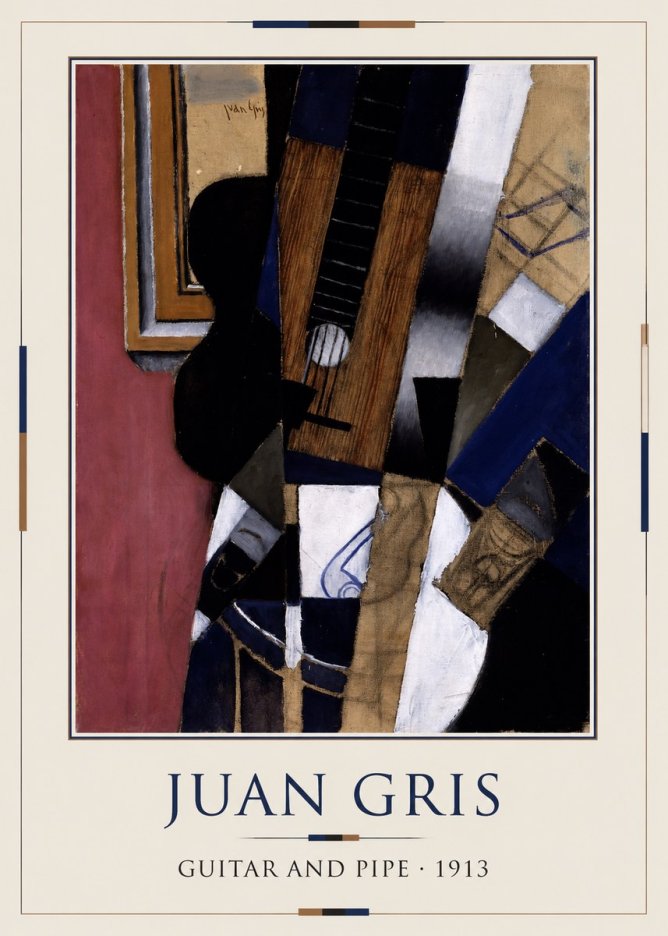 Juan Gris Guitar and Pipe II No3 - Juliste