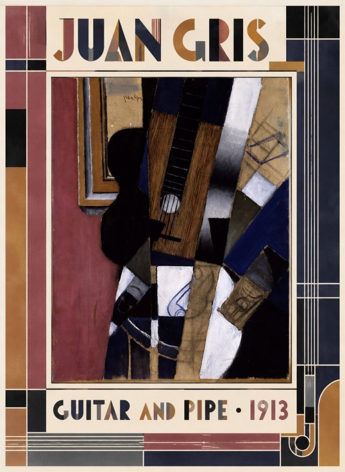 Juan Gris Guitar and Pipe II No5 - Juliste