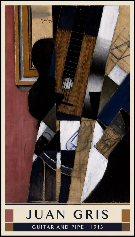 Juan Gris Guitar and Pipe II No6 - Juliste