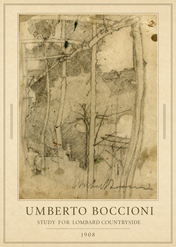 Umberto Boccioni Study for Lombard Countryside No1 - Juliste