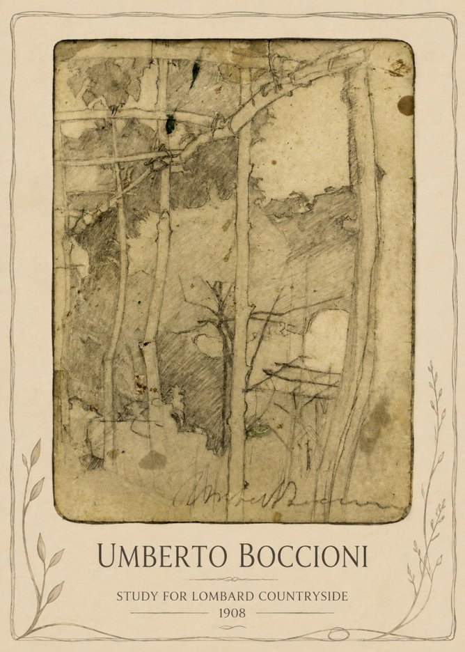 Umberto Boccioni Study for Lombard Countryside No3 - Juliste
