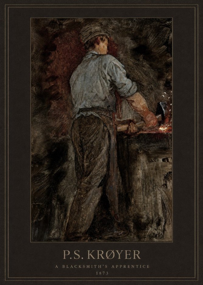 P.S. Krøyer A Blacksmith's Apprentice No3 - Juliste