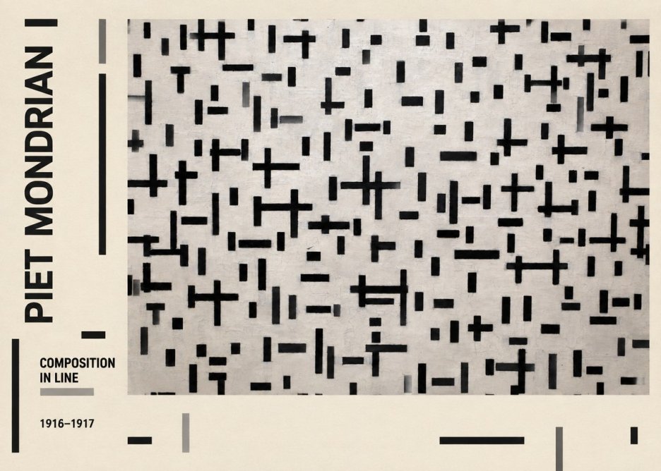 Piet Mondrian Composition in Line No2 - Juliste