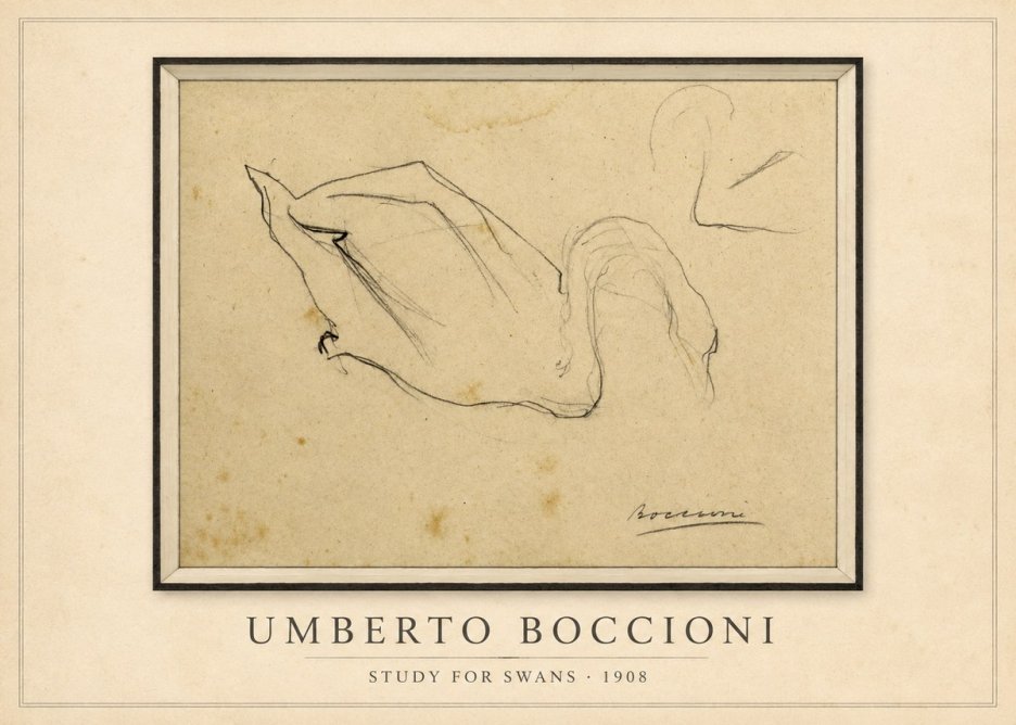Umberto Boccioni Study for Swans No1 - Juliste