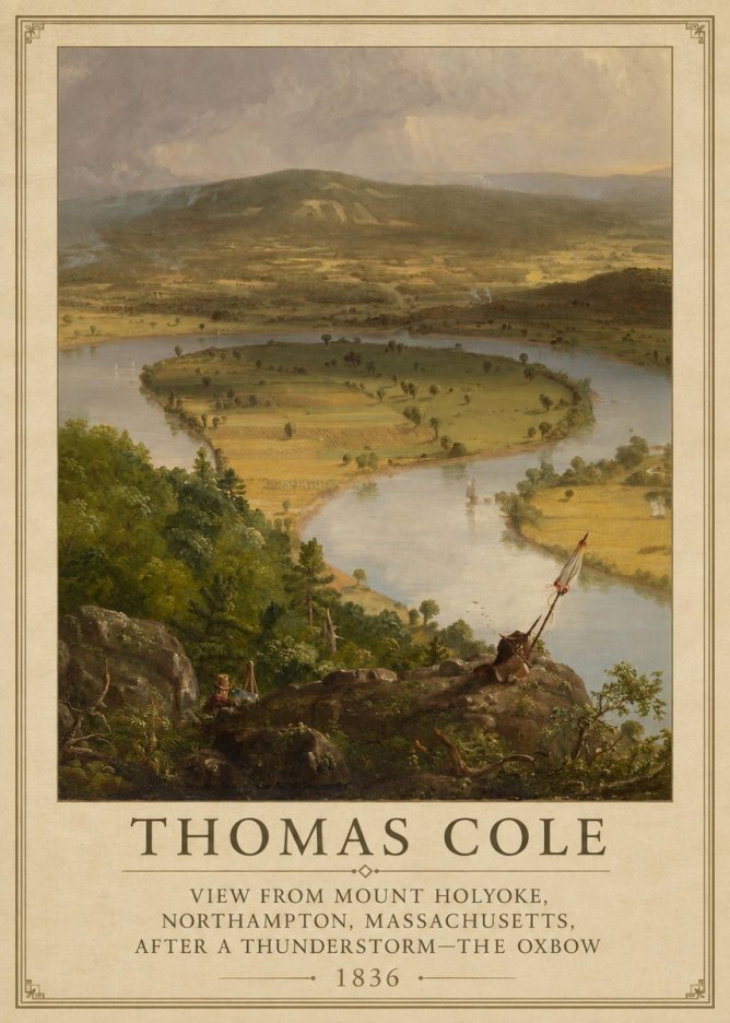 Thomas Cole View from Mount Holyoke, Northampton, Massachusetts, After a Thunderstorm—the Oxbow III No3 - Juliste