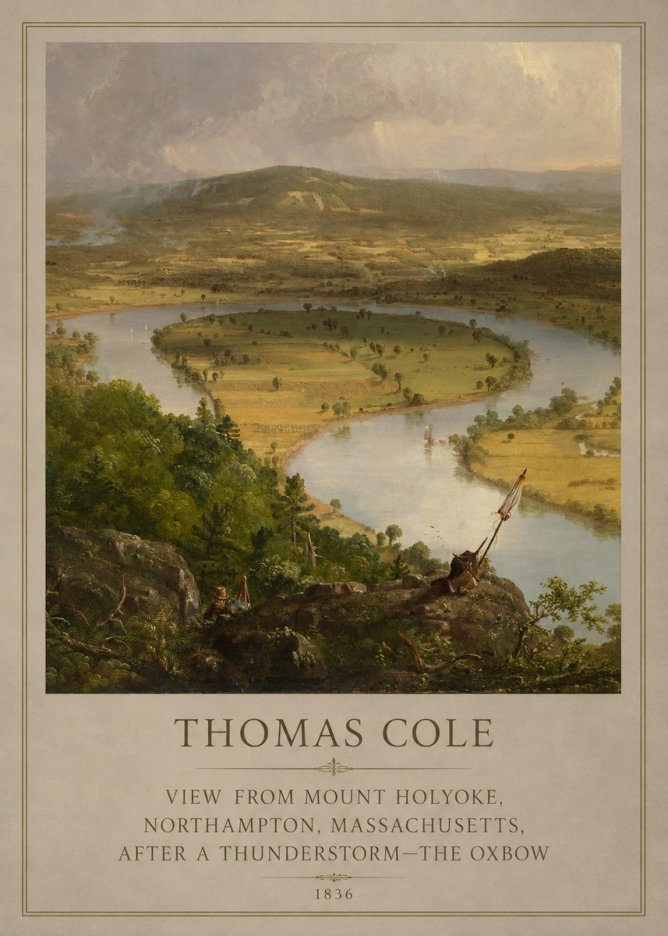 Thomas Cole View from Mount Holyoke, Northampton, Massachusetts, After a Thunderstorm—the Oxbow III No5 - Juliste