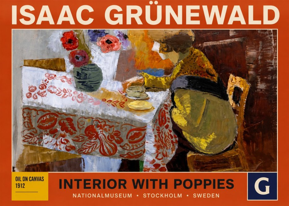 Isaac Grünewald Interior with Poppies No3 - Juliste