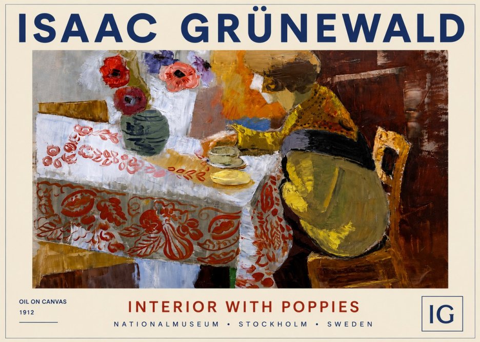 Isaac Grünewald Interior with Poppies No4 - Juliste