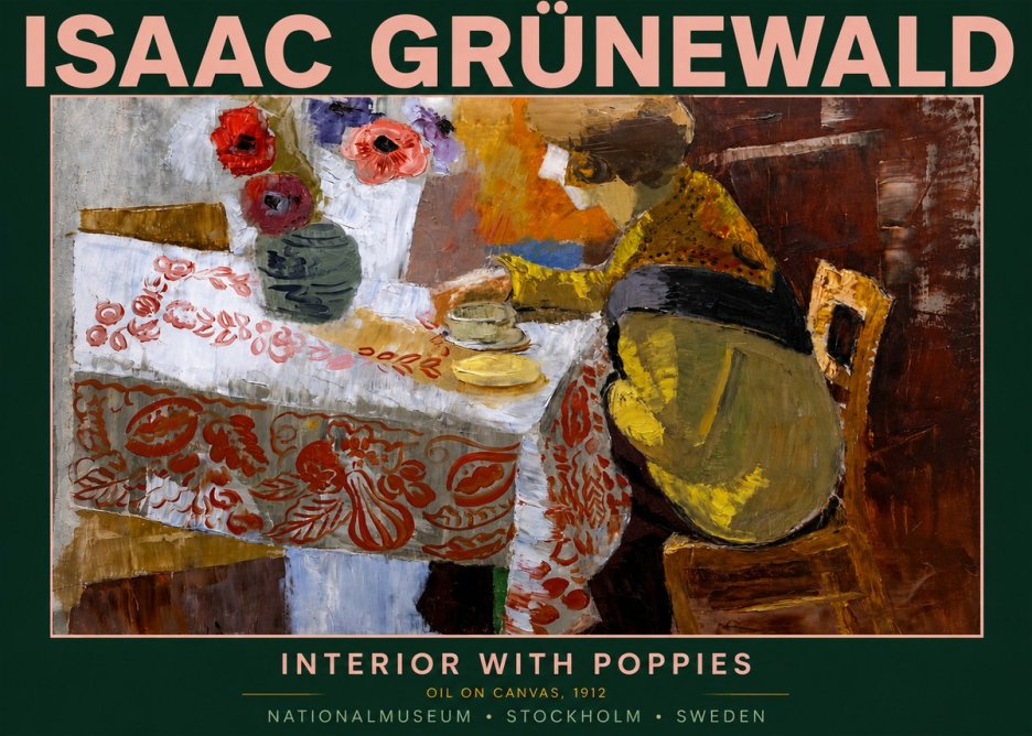 Isaac Grünewald Interior with Poppies No5 - Juliste