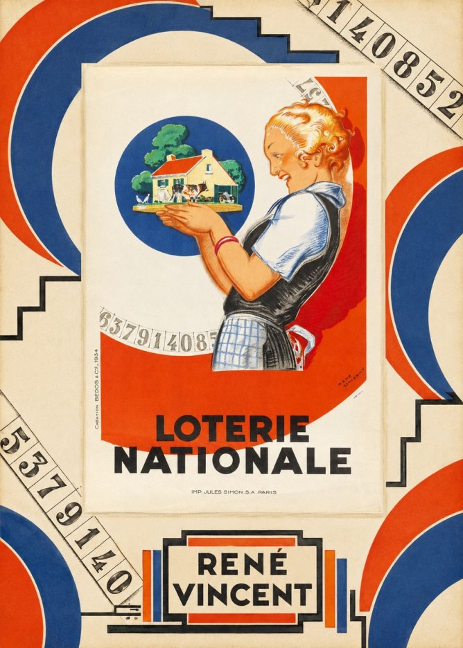 René Vincent Lotterie Nationale No6 - Juliste