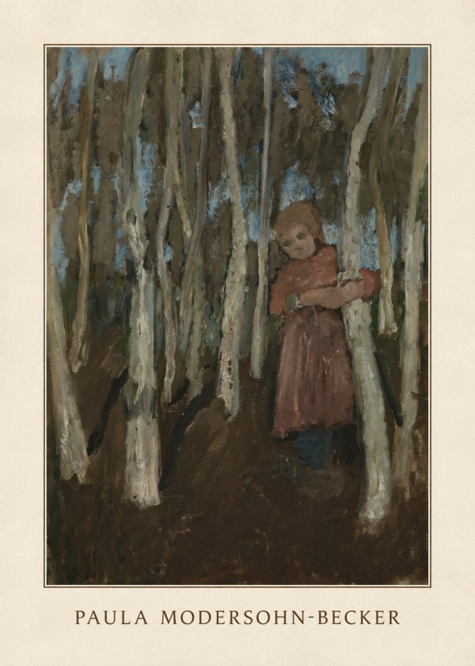 Paula Modersohn-Becker Girl in a Birch Forest No3 - Juliste
