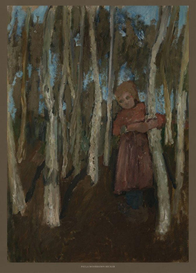 Paula Modersohn-Becker Girl in a Birch Forest No6 - Juliste