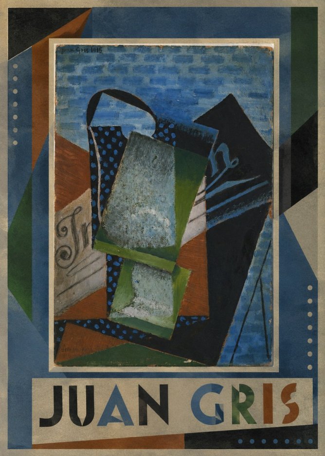 Juan Gris Still Life with Fruit Bowl and Bottle No1 - Juliste