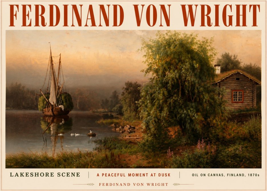 Ferdinand von Wright Lakeshore Scene No4 - Juliste