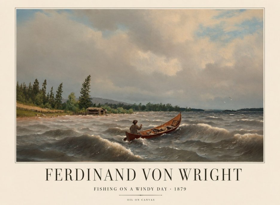 Ferdinand von Wright Fishing on a Windy Day No1 - Juliste