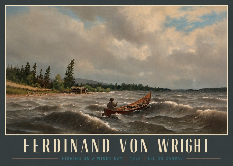 Ferdinand von Wright Fishing on a Windy Day No4 - Juliste