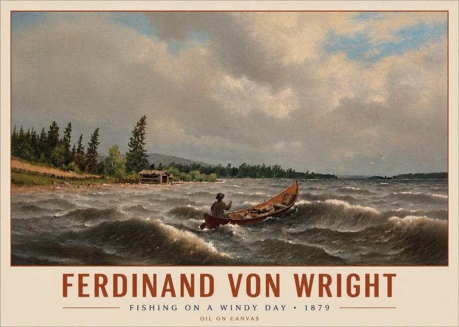 Ferdinand von Wright Fishing on a Windy Day No5 - Juliste