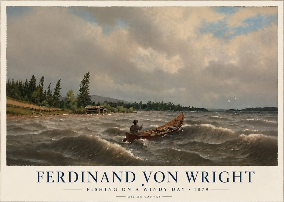 Ferdinand von Wright Fishing on a Windy Day No6 - Juliste