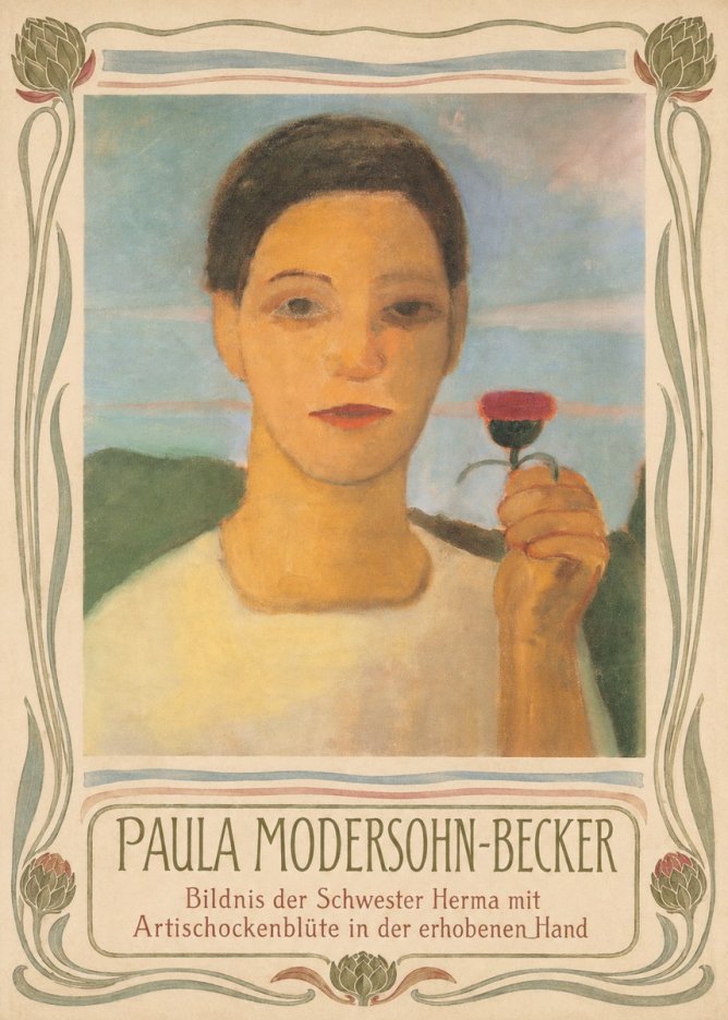 Paula Modersohn-Becker Bildnis Der Schwester Herma Mit Artischockenblüte in Der Erhobenen Hand No3 - Juliste