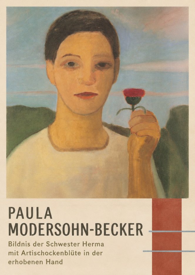 Paula Modersohn-Becker Bildnis Der Schwester Herma Mit Artischockenblüte in Der Erhobenen Hand No4 - Juliste