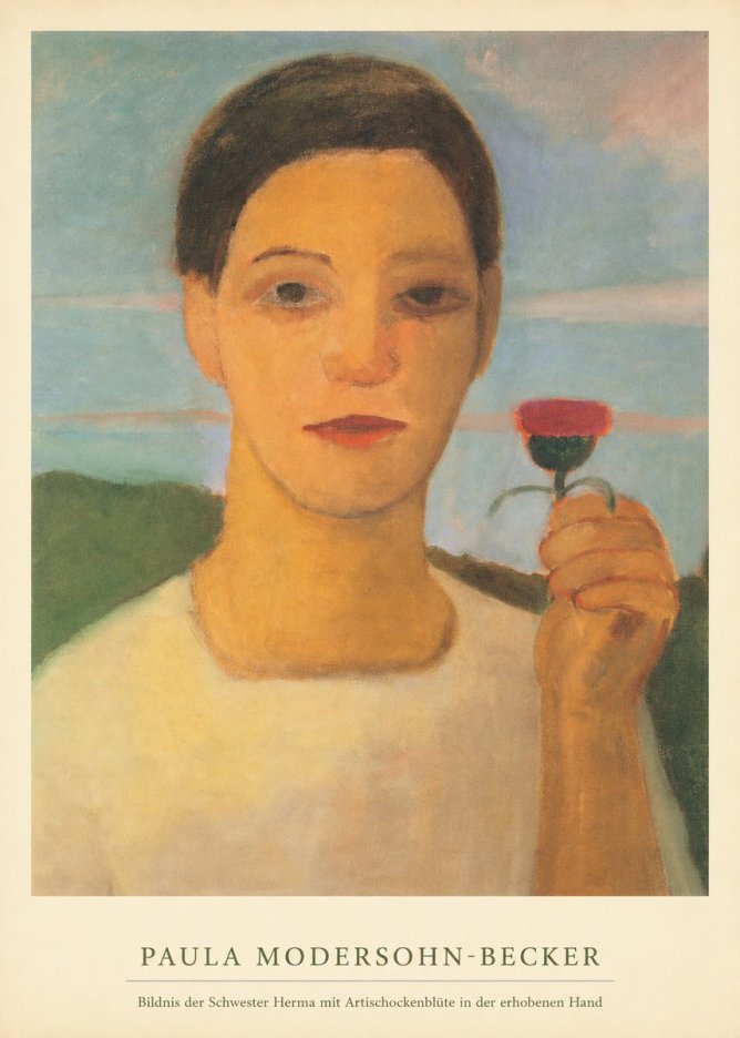 Paula Modersohn-Becker Bildnis Der Schwester Herma Mit Artischockenblüte in Der Erhobenen Hand No6 - Juliste