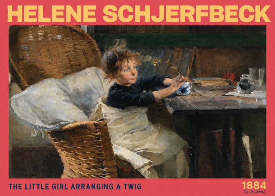 Helene Schjerfbeck The Little Girl Arranging a Twig No2 - Juliste