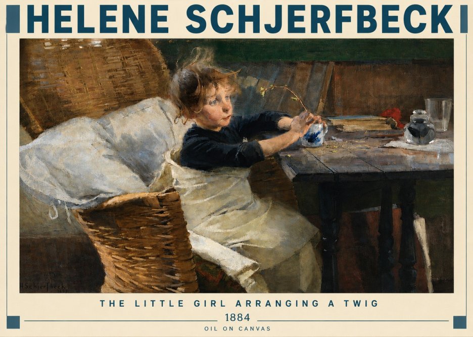 Helene Schjerfbeck The Little Girl Arranging a Twig No3 - Juliste