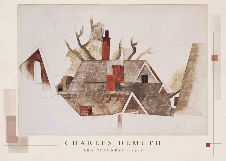 Charles Demuth Red Chimneys No5 - Juliste