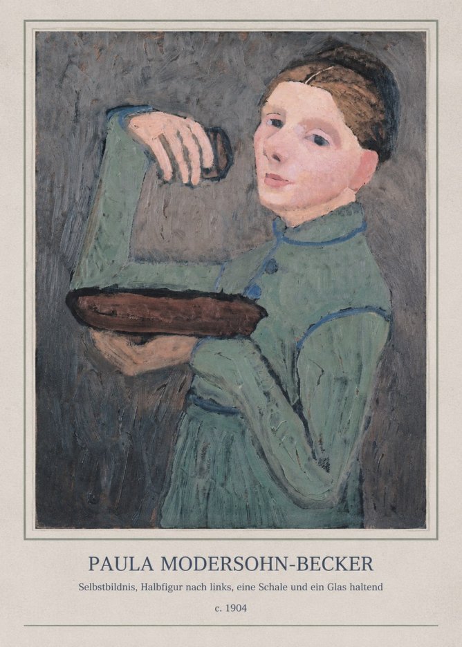 Paula Modersohn-Becker Selbstbildnis, Halbfigur Nach Links, Eine Schale Und Ein Glas Haltend No4 - Juliste