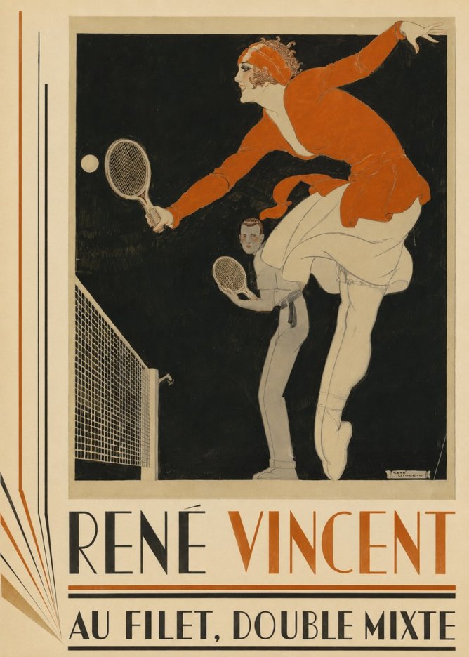 René Vincent Au Filet, Double Mixte No4 - Juliste
