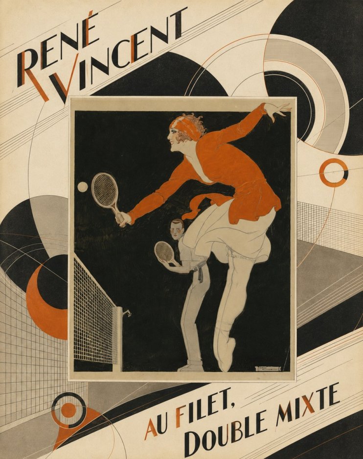 René Vincent Au Filet, Double Mixte No5 - Juliste