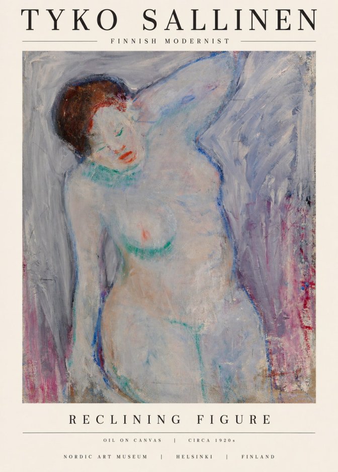 Tyko Sallinen Reclining Figure No1 - Juliste