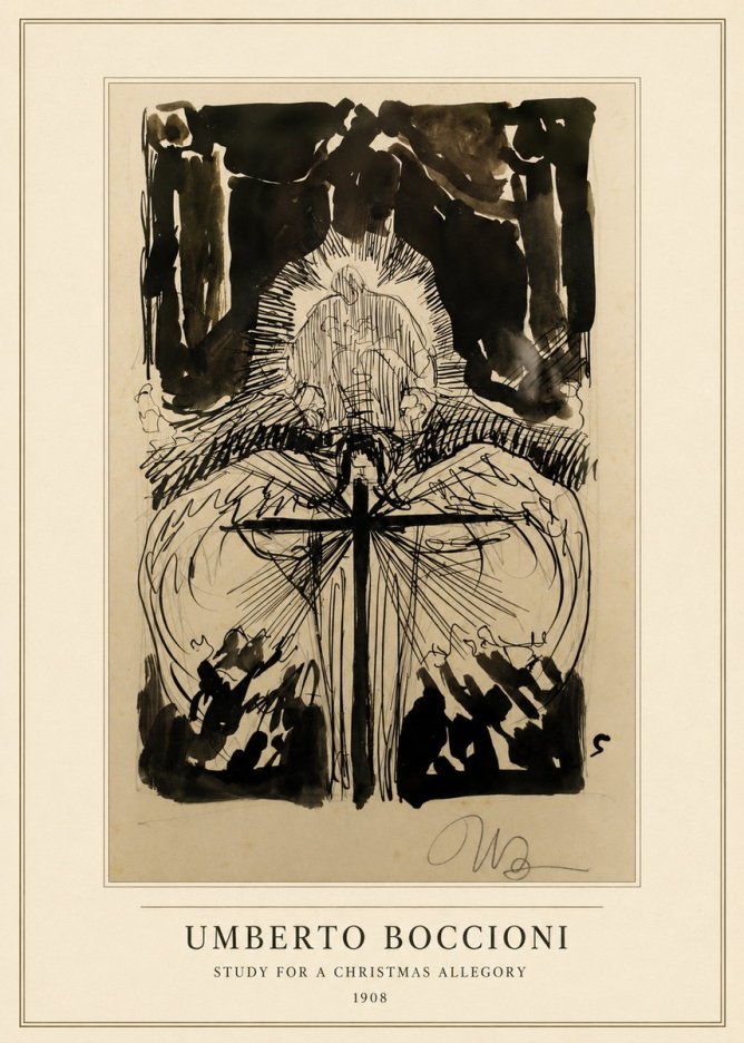 Umberto Boccioni Study for a Christmas Allegory No3 - Juliste