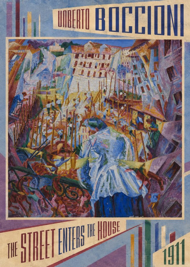 Umberto Boccioni The Street Enters the House No2 - Juliste