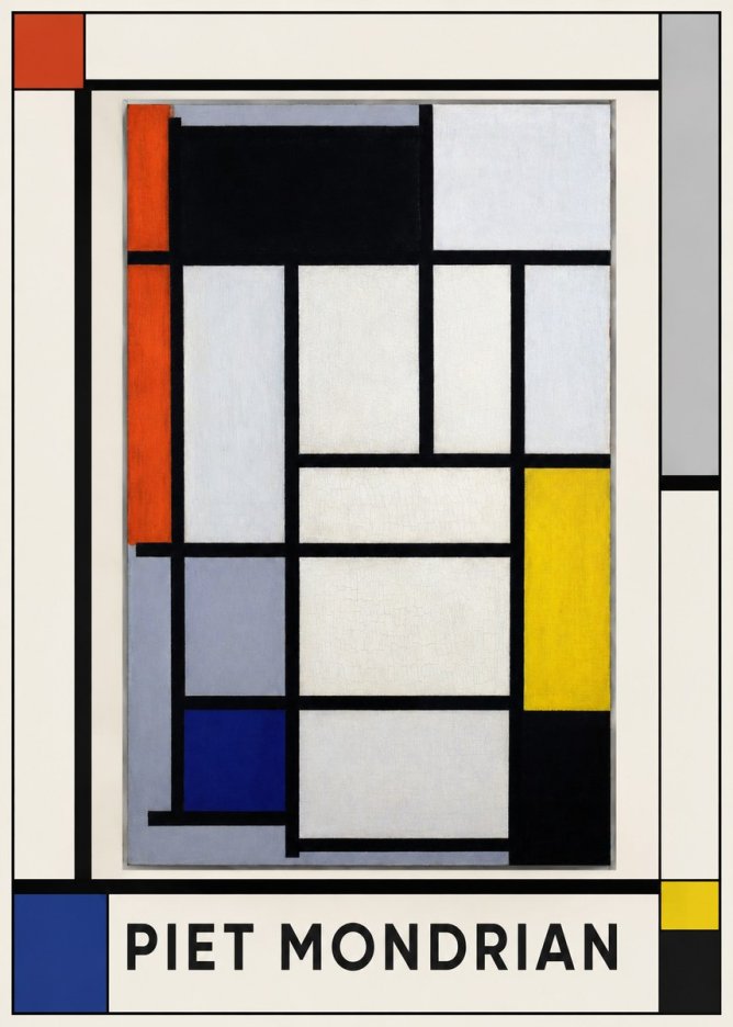 Piet Mondrian Composition with Red, Blue and Yellow No1 - Juliste