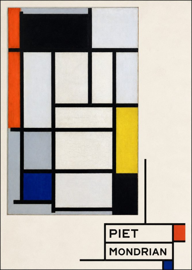 Piet Mondrian Composition with Red, Blue and Yellow No4 - Juliste
