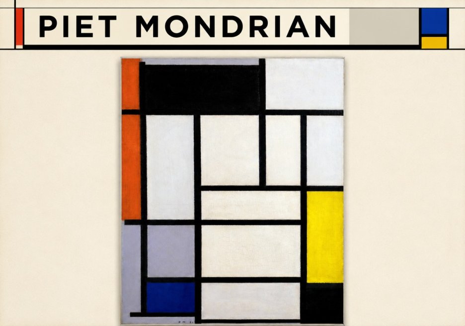 Piet Mondrian Composition with Red, Blue and Yellow No6 - Juliste
