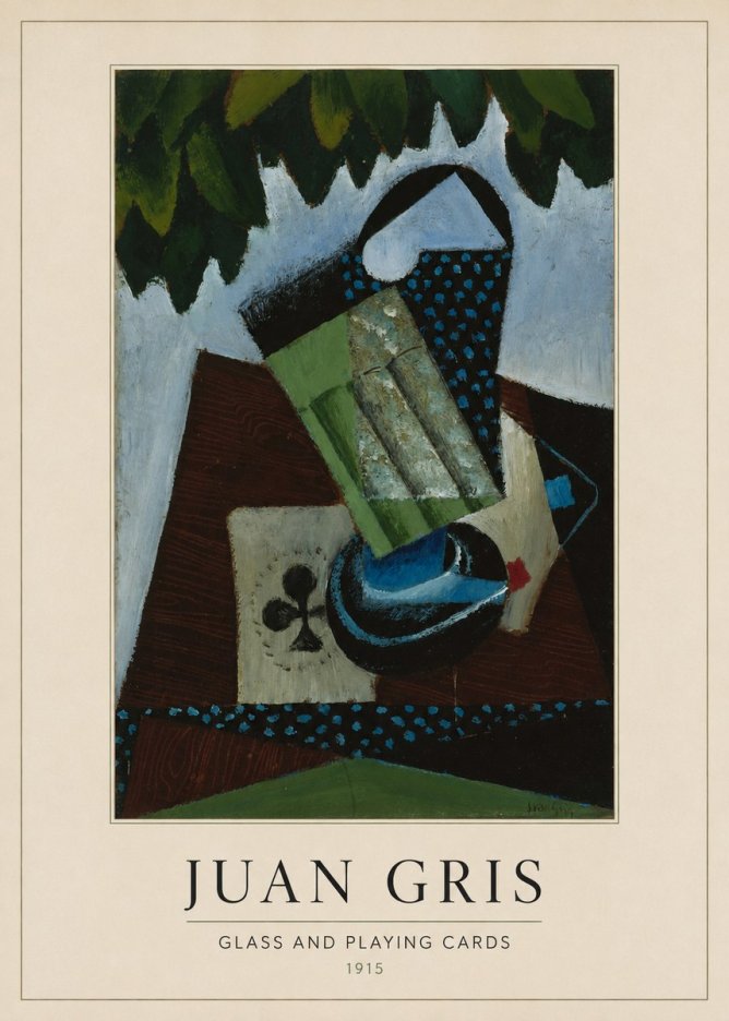 Juan Gris Glass and Playing Cards No3 - Juliste