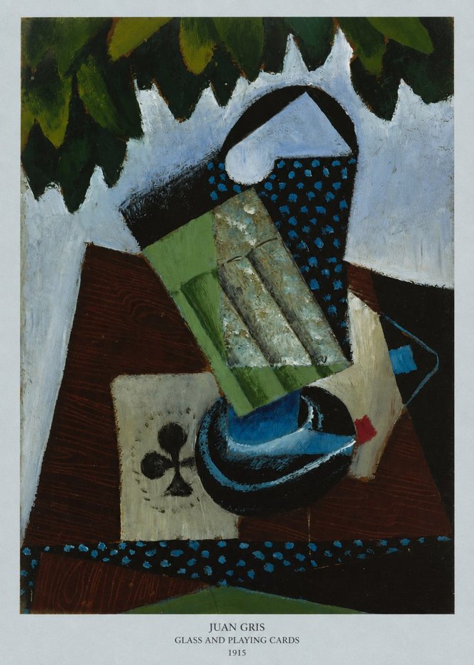 Juan Gris Glass and Playing Cards No6 - Juliste