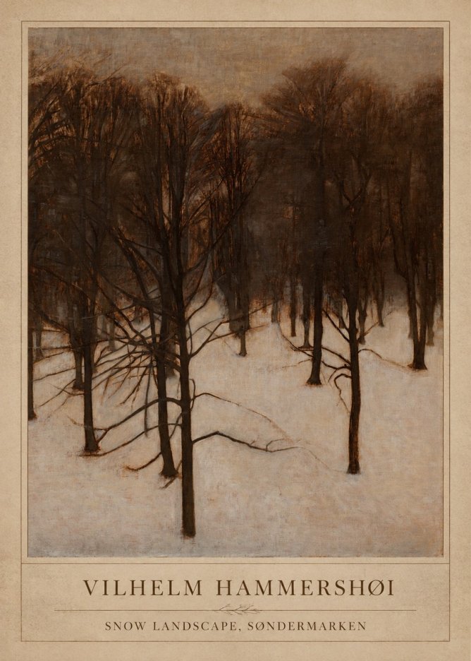 Vilhelm Hammershøi Snow Landscape, Søndermarken No1 - Juliste