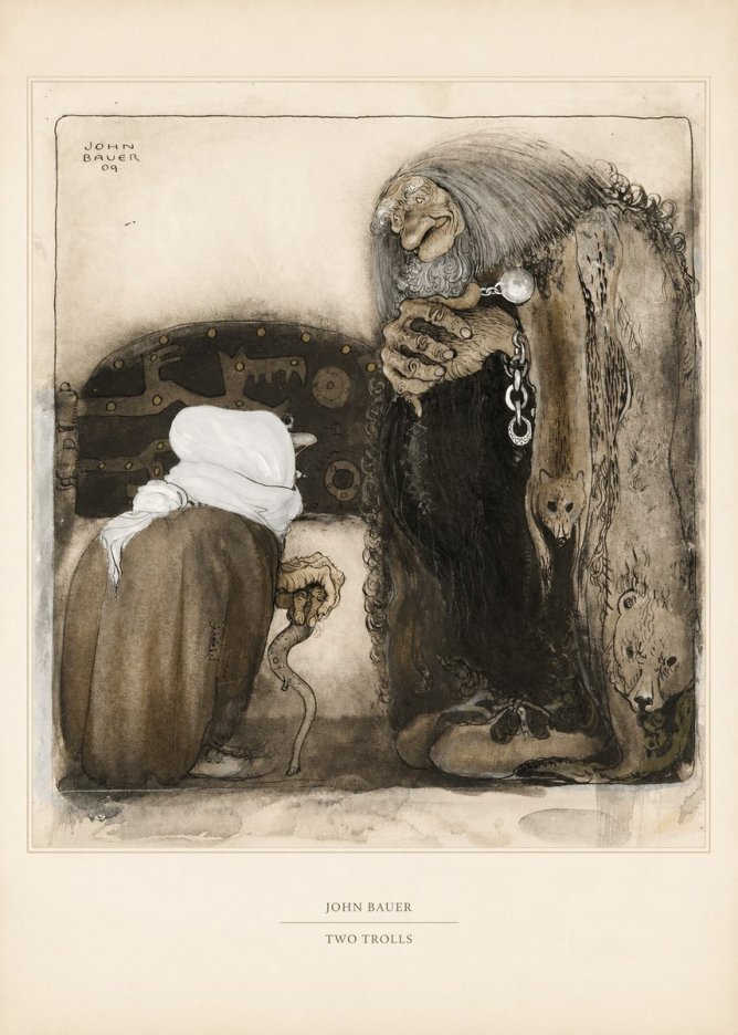 John Bauer Two Trolls No5 - Juliste