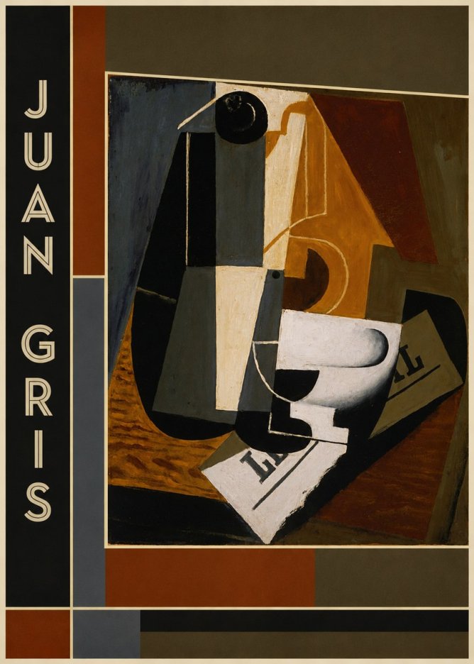 Juan Gris Glass and Bottle No2 - Juliste