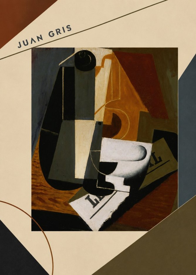 Juan Gris Glass and Bottle No6 - Juliste