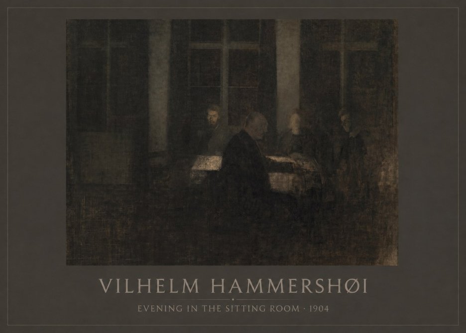 Vilhelm Hammershøi Evening in the Sitting Room No1 - Juliste